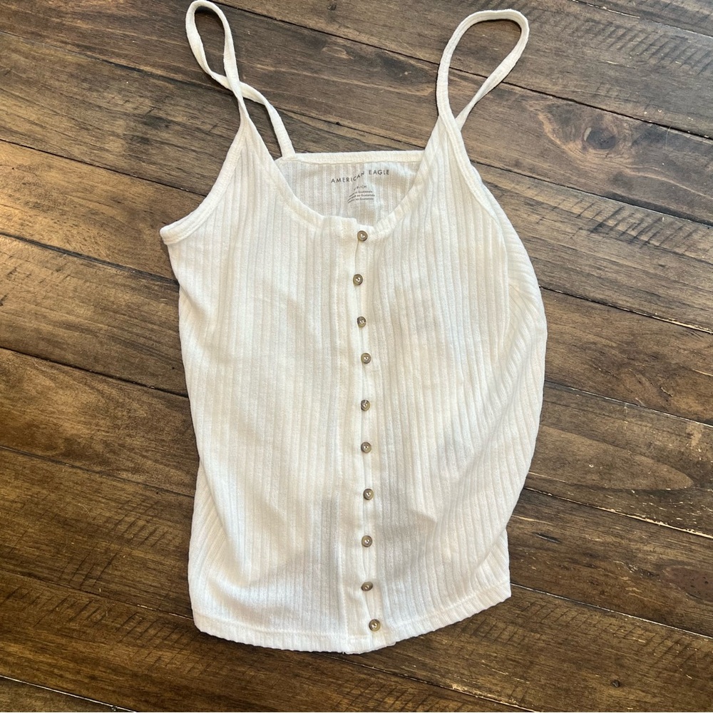 American Eagle Outfitters Ivory Ribbed Camisole
